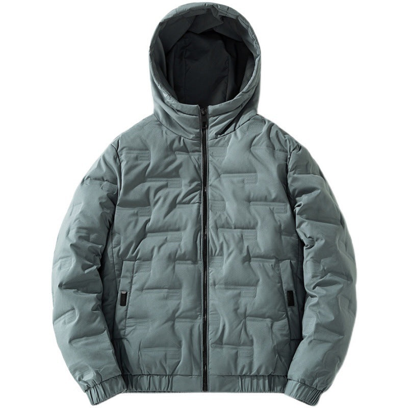 Men's padded parka with embossed square pattern and elastic cuffs Mune Fashion