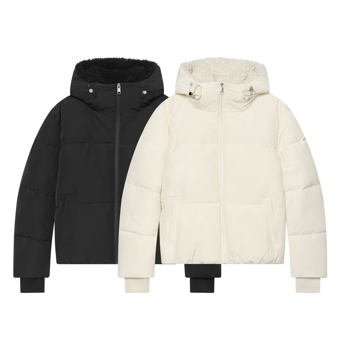 Women's Short Padded Jacket with Teddy Collar Mune Fashion