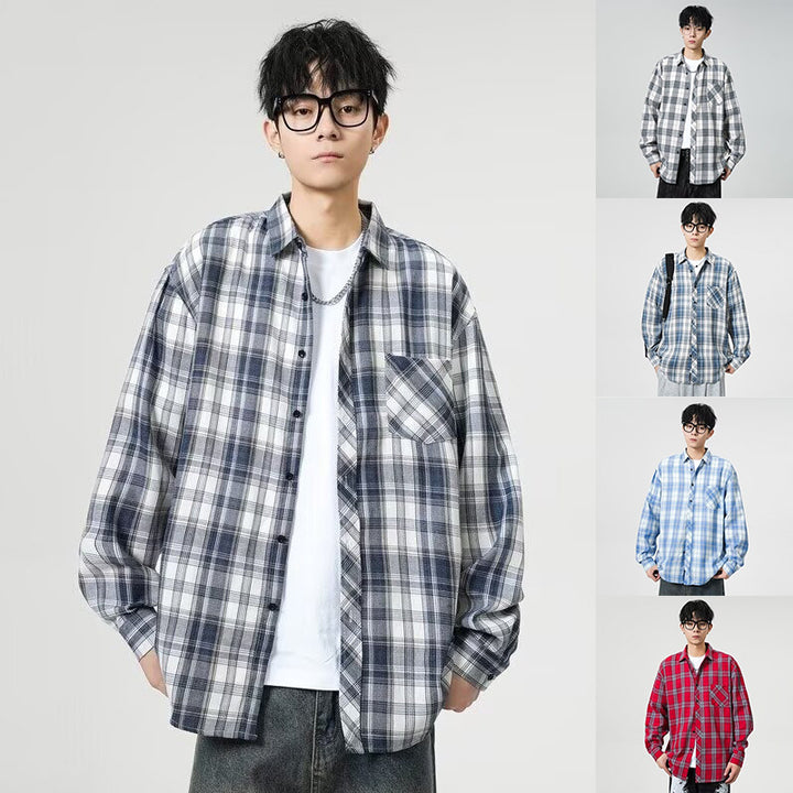 Men's Casual Checkered Blouse Mune Fashion