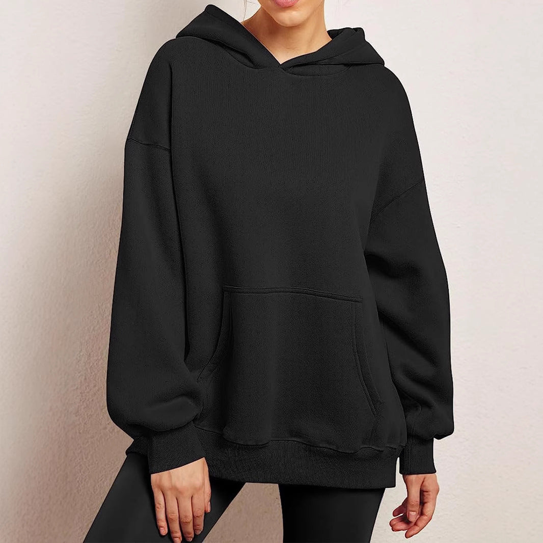 Women's oversized hoodie with extended back, fleecy interior, and kangaroo pocket Mune Fashion