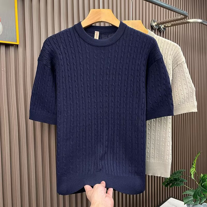 Women Elegant Knit Sweater with Short Sleeve Mune Fashion