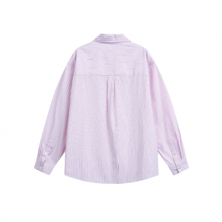Women's oversized shirt made of cotton blend with fine pinstripes and chest pocket Mune Fashion