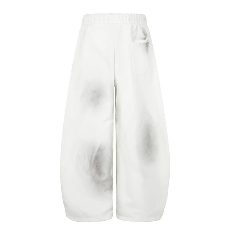 Women's Extra Wide Palazzo Sweatpants with Drawstring Waistband, Star Appliqué and Soft Tie-Dye Effect Mune Fashion