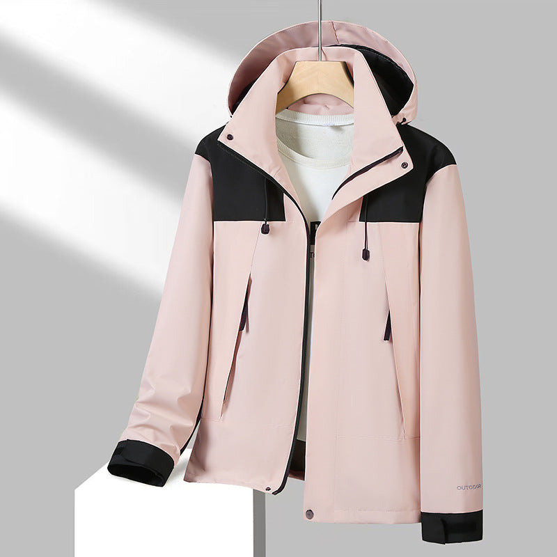 Men's Lightweight Softshell Jacket with Contrast Shoulder, Adjustable Hood and Water-Repellent Membrane Mune Fashion