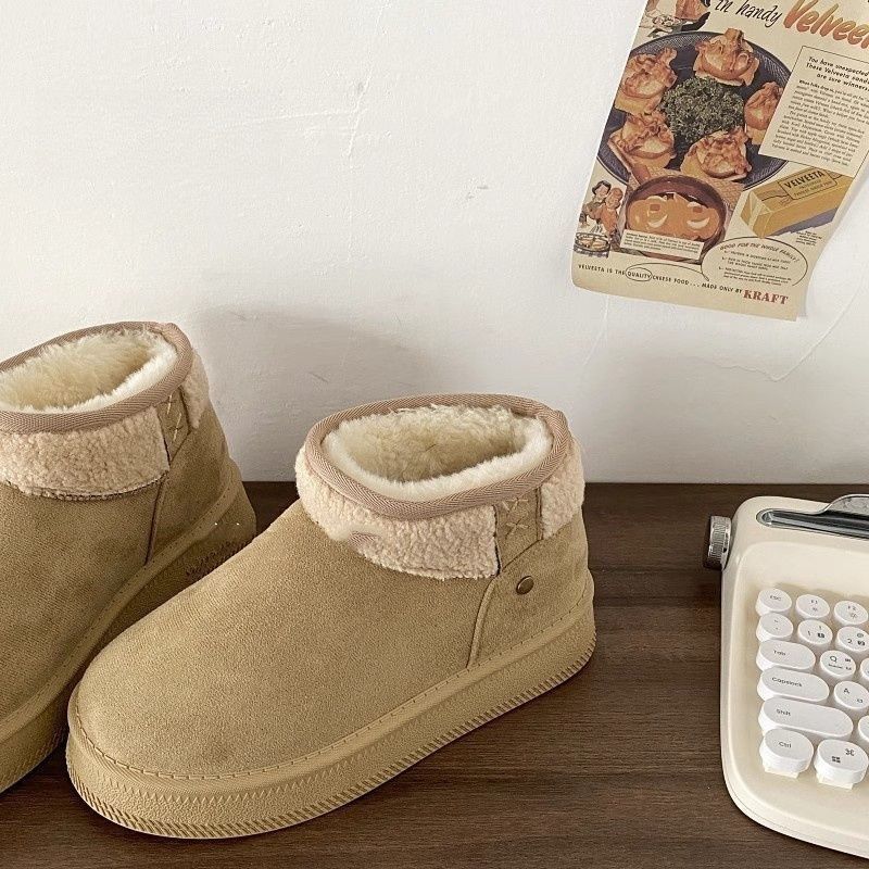 Women Insulated Ankle Winter Boots in Slipper Look with Faux Fur Lining and Non-Slip Profile Sole Mune Fashion