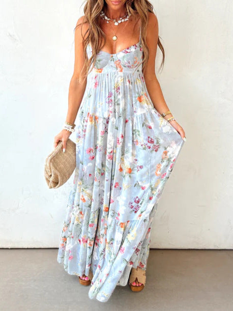 Women’s strapless maxi dress with heart-shaped bustier, gathered empire waist and soft tiered skirt Mune Fashion