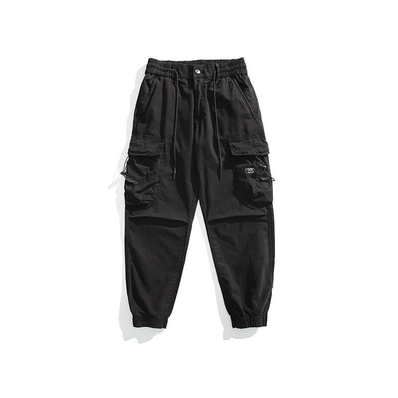 Men's Utility Cargo Jogger Pants with Elastic Comfort Waistband and Multifunctional Pockets Drune