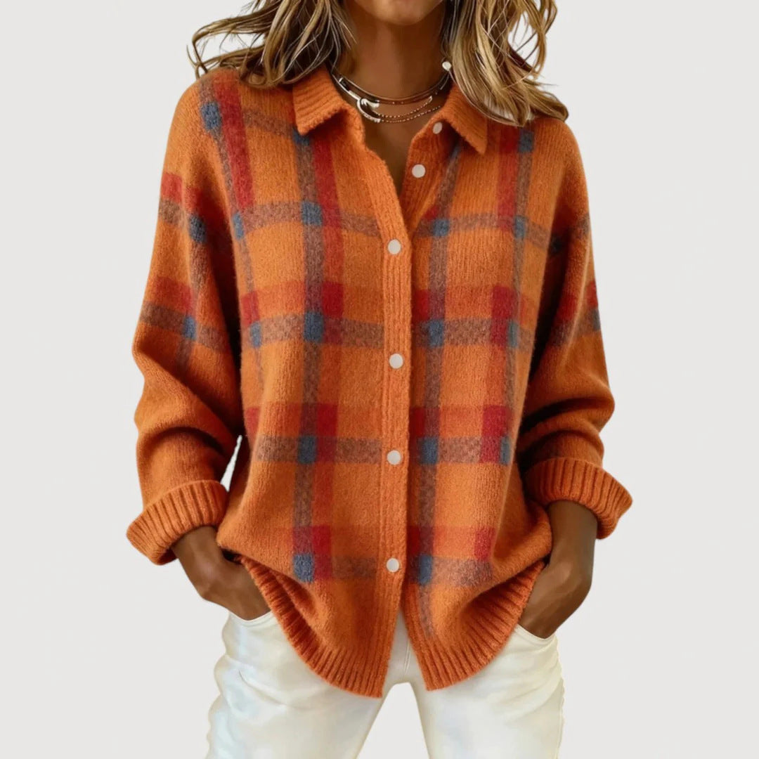 Women’s Fashion Checkered Cardigan