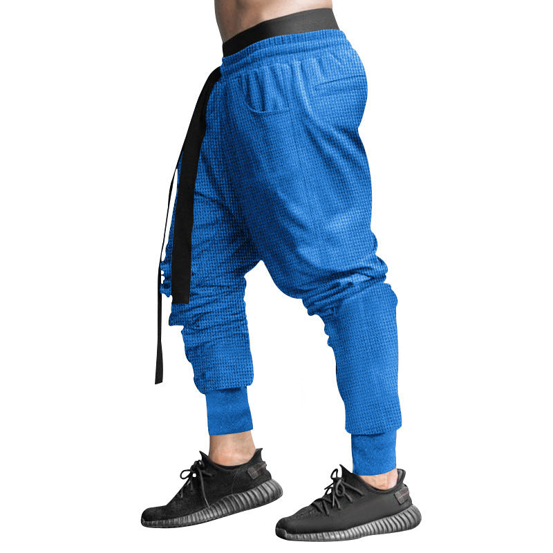 Men's waffle texture joggers with a low rise elastic comfort waistband and tapered leg opening Mune Fashion
