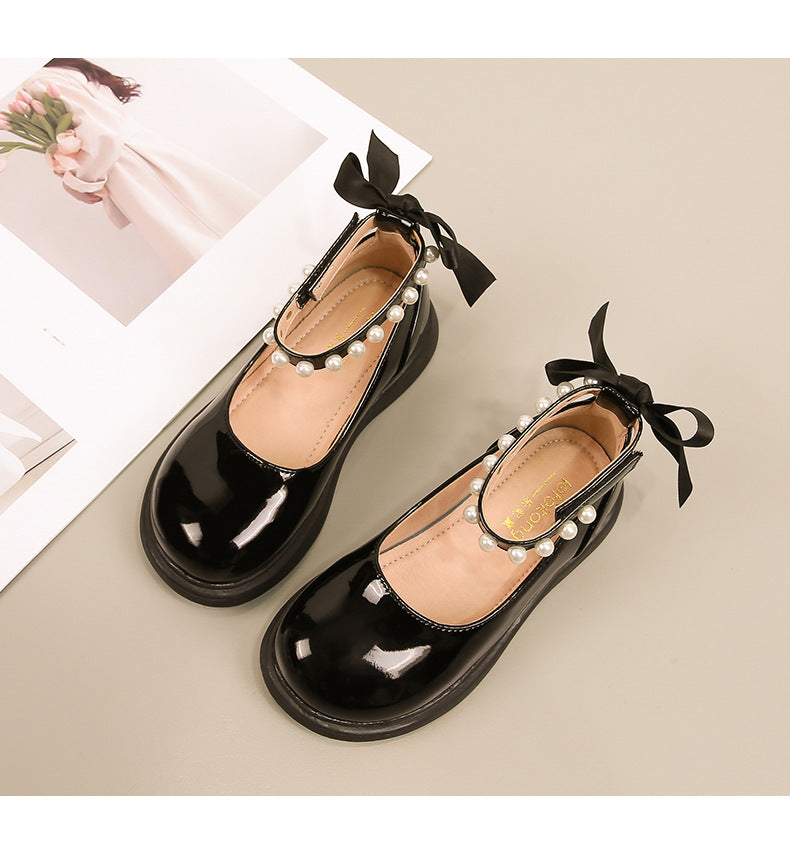 Girls' ballerina shoes with pearl and bow detail Mune Fashion