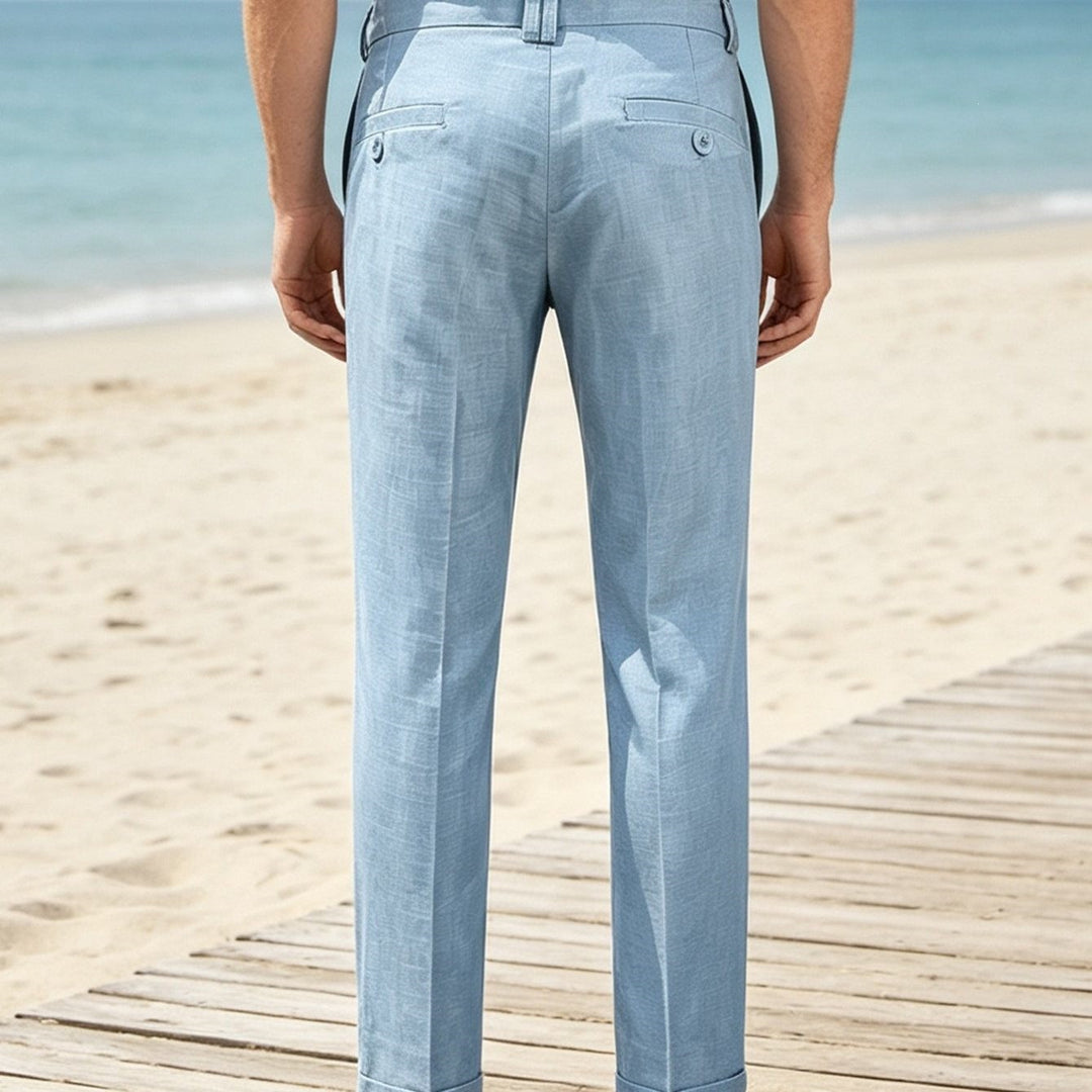 Men's lightweight, straight-cut suit trousers with crease Mune Fashion
