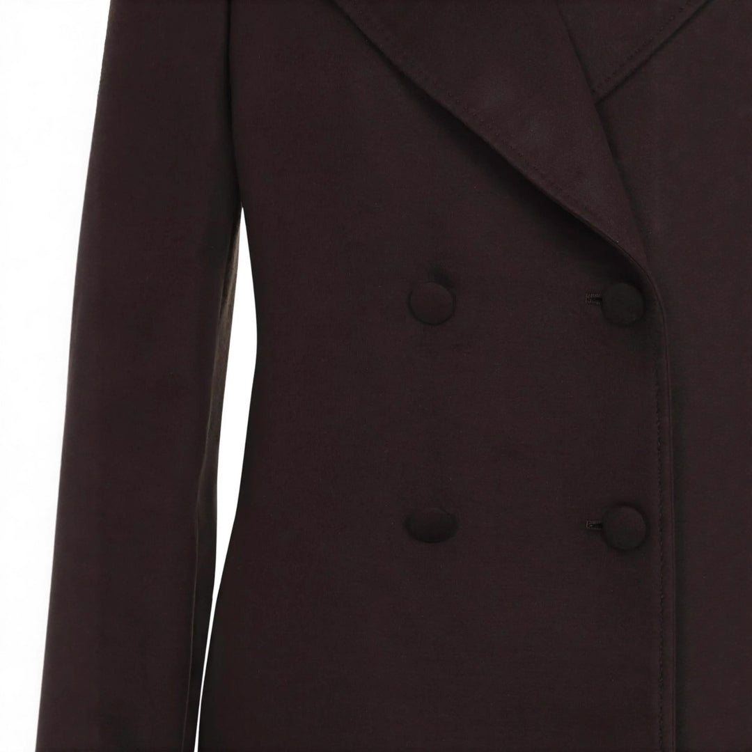Women's Long Double-Breasted Wool Coat with Shoulder Patches Mune Fashion