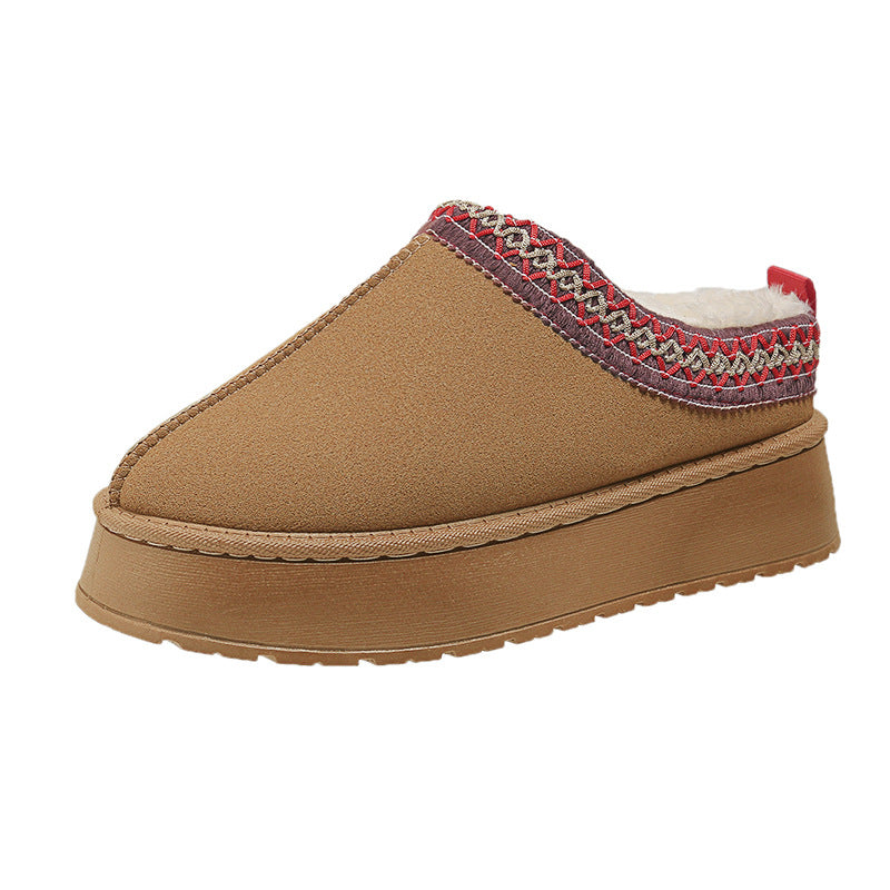 Women Padded Cozy House Slippers with Soft Teddy Lining, Non-Slip Platform Sole and Decorative Collar Mune Fashion