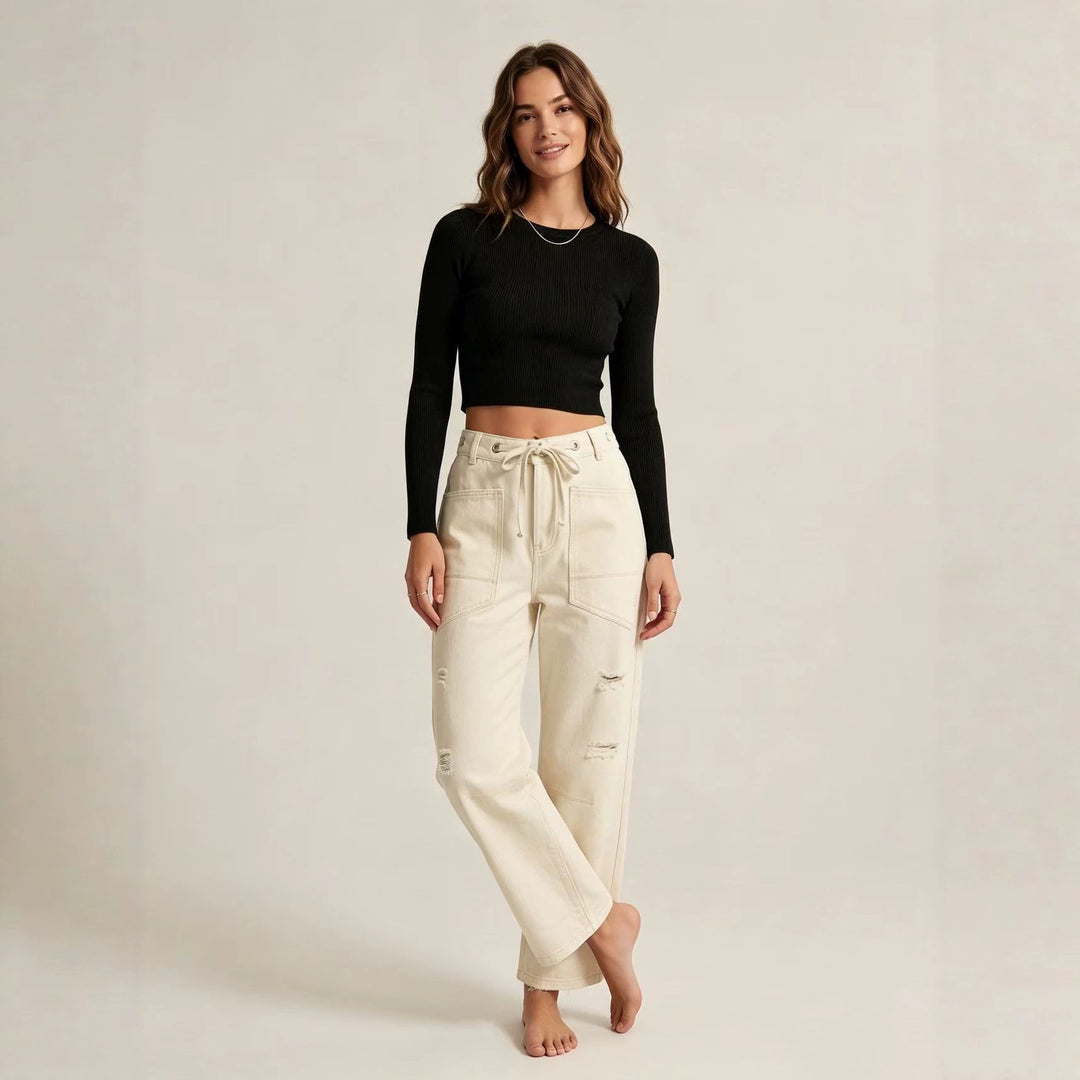 Women’s oversized knitted pullover with round neck and relaxed silhouette Mune Fashion