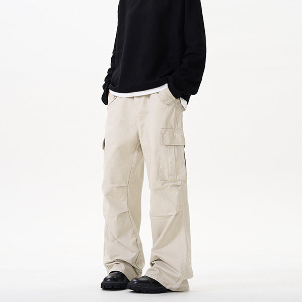 Men's Relaxed Utility Cargo Pants in Palazzo Cut made of Cotton Twill Mune Fashion