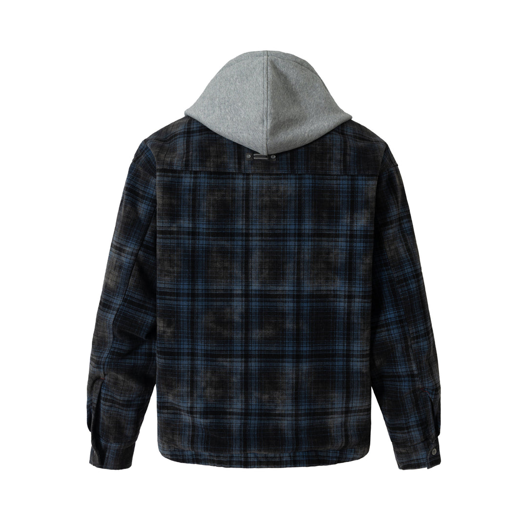 Men's checked layer shirt jacket with integrated hood inner jacket Mune Fashion