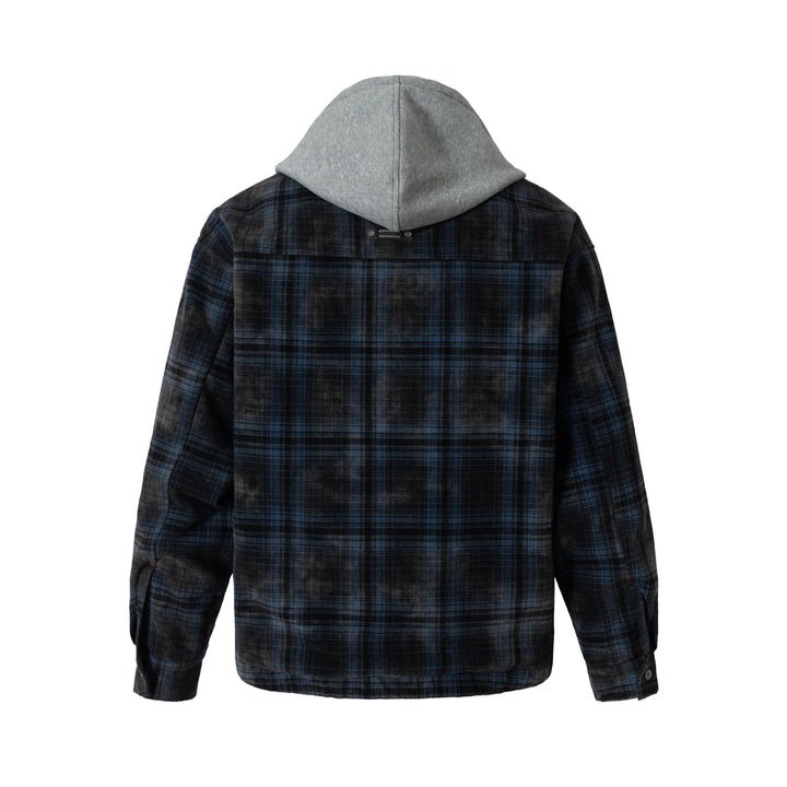 Men's checked layer shirt jacket with integrated hood inner jacket Mune Fashion