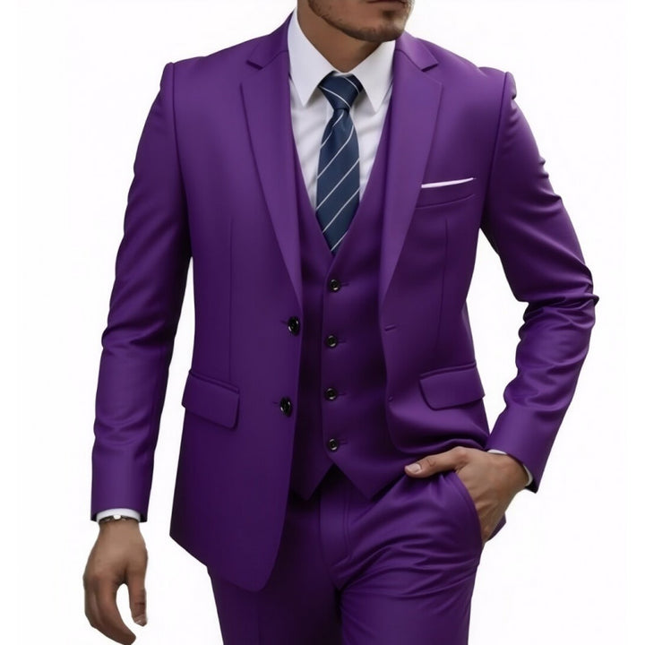 Men's Elegant Tailored Three-Piece Suit with Vest and Light Stretch Mune Fashion