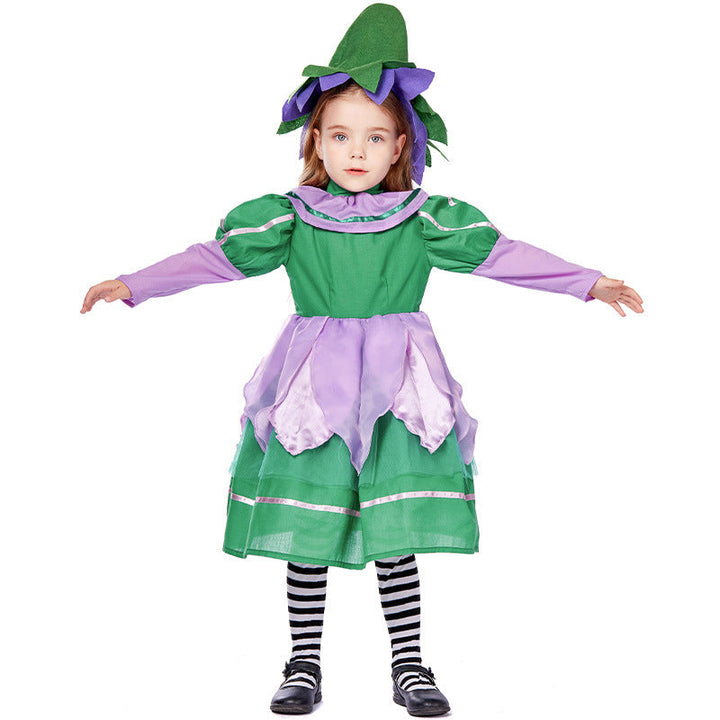 Girl Fairytale Costume with Hat and Decoration Mune Fashion