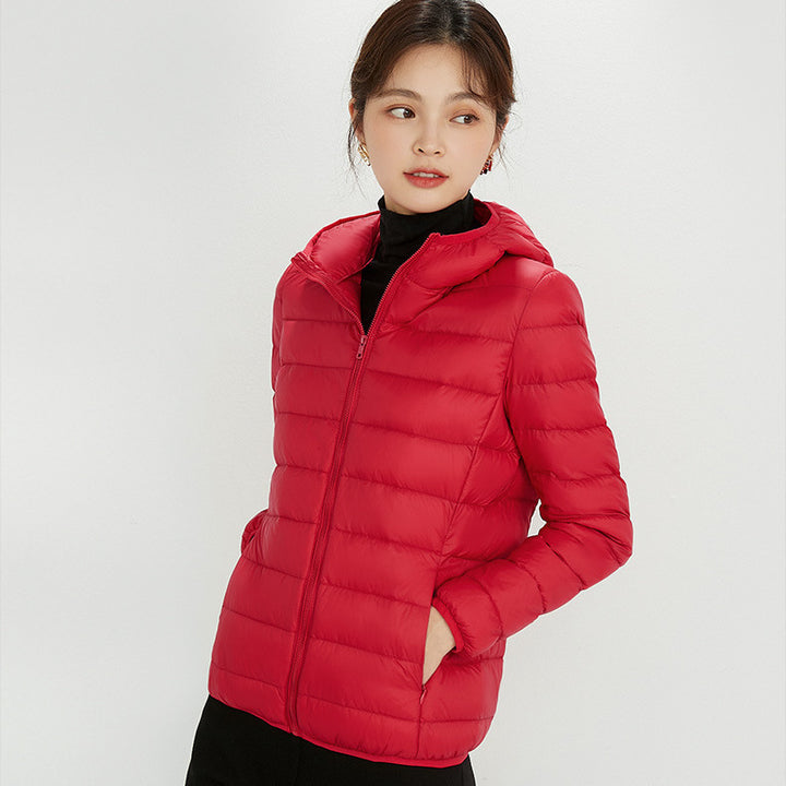 Women's Ultra-light Quilted Hooded Jacket with Ultra-flat Thermal Wadding Mune Fashion