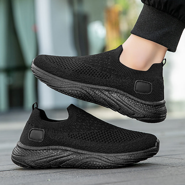 Women’s elastic knitted casual slip-on moccasin-style shoe with sock-like entry and padded wave comfort sole Mune Fashion