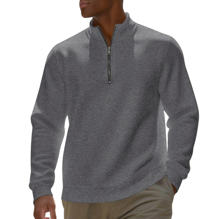 Men's half-zip sweatshirt made of cotton blend with stand-up collar, soft lining and ribbed cuffs Mune Fashion