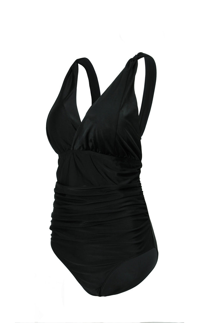 Ladies Elegant One-Piece Swimsuit with Wrap Look and Gathering Mune Fashion