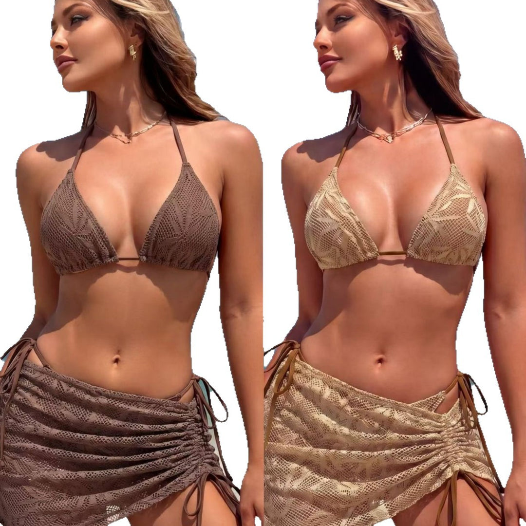 Ladies triangle bikini with side gathering design Mune Fashion