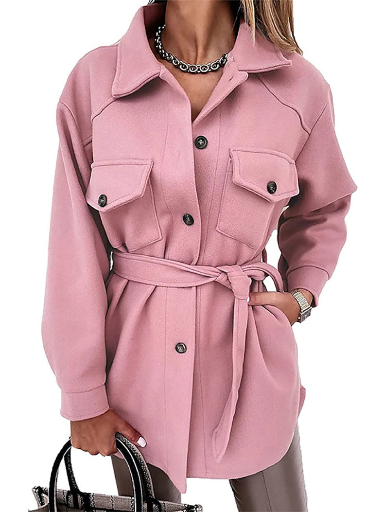 Women's oversized shirt jacket made of wool blend with patch pockets Mune Fashion