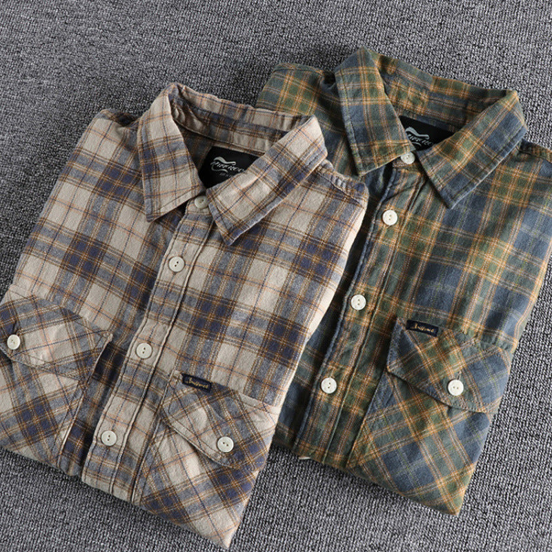 Men's Check Flannel Shirt with Chest Pockets and Casual Relaxed Fit Mune Fashion