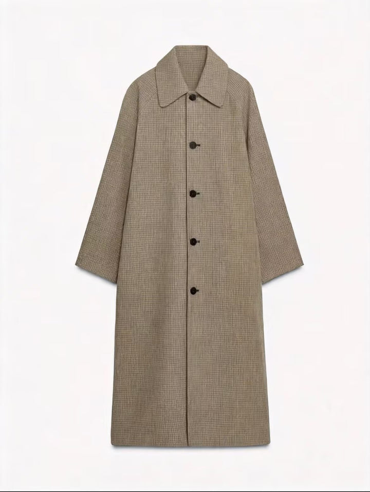 Women's longer minimalist trench coat with checked lining Mune Fashion
