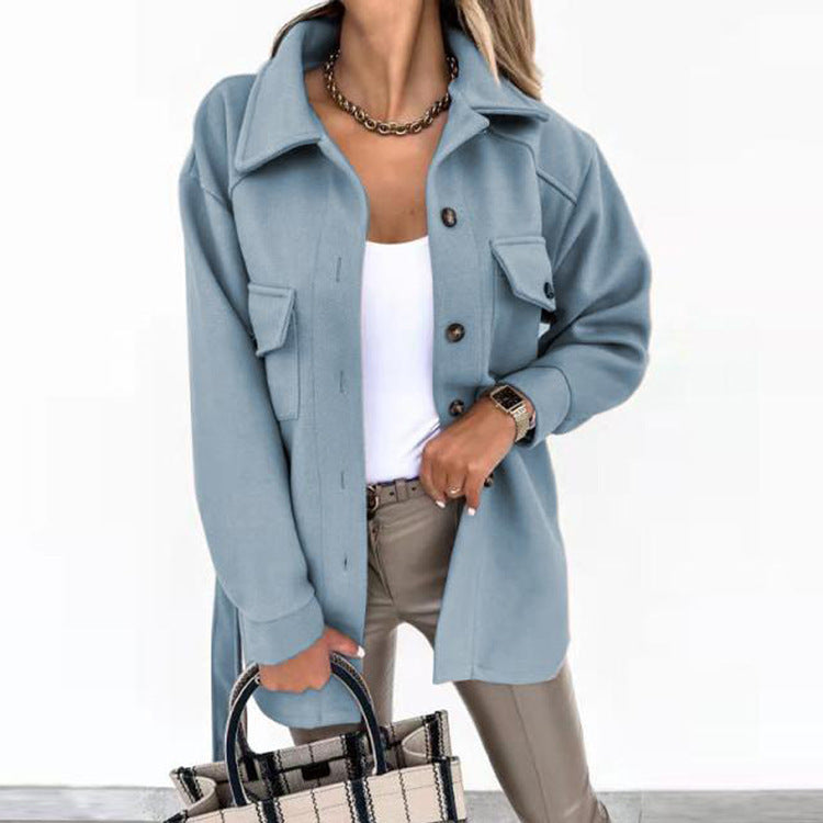 Women's Oversized Shirt Jacket with Flap Pockets Mune Fashion