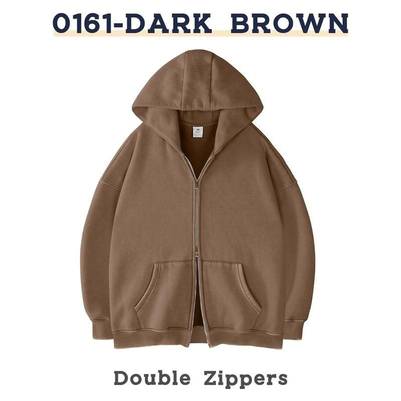 Unisex Oversized Hoodie Jacket with Double Zipper and Kangaroo Pockets Mune Fashion