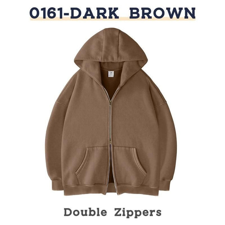 Unisex Oversized Hoodie Jacket with Double Zipper and Kangaroo Pockets Mune Fashion