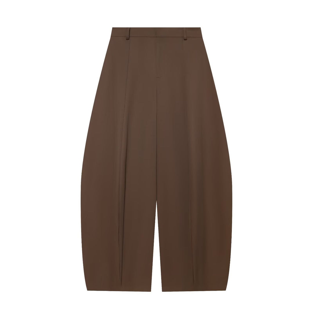 Women's High-Waisted Wide Fabric Trousers with Pleats Mune Fashion