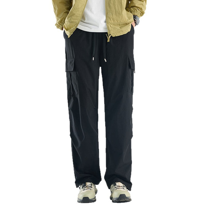 Men's Wide Tech Cargo Pants with Utility Pockets and Adjustable Waist Mune Fashion