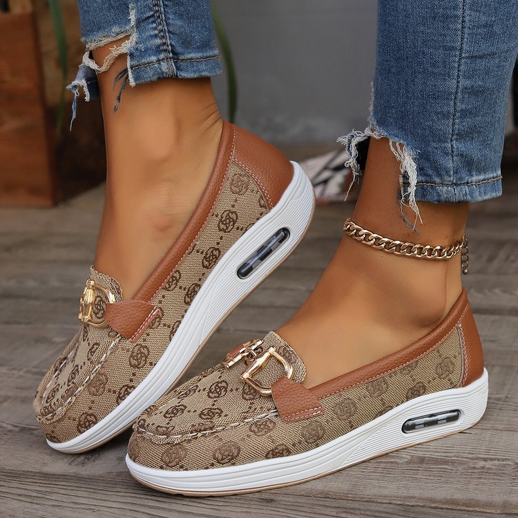 Damen Mokassin-Slipper mit luftgepolsterter Plateausohle und Zier-Bit Mune Fashion