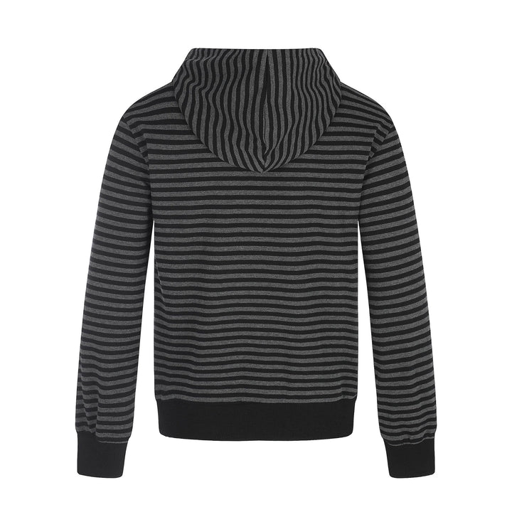 Men Striped Hooded Jacket with Double Button Look, Ribbed Cuffs and Cross Zipper Mune Fashion