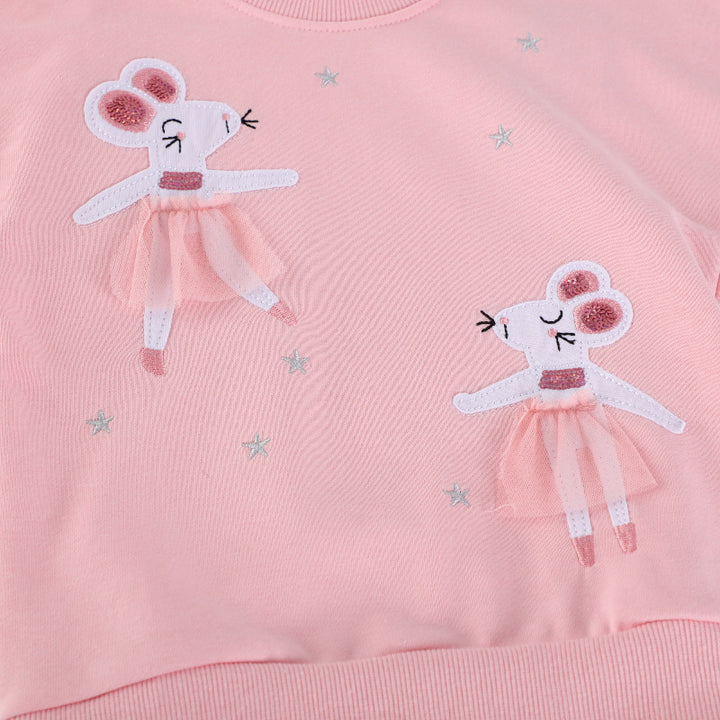 Girls sweatshirt with tulle skirt and cute animal embroidery Mune Fashion