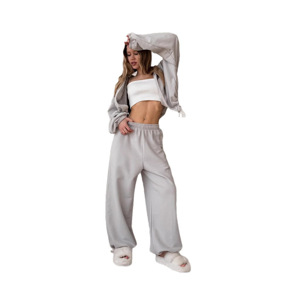 Women's oversized hooded jacket with zipper and loose jogger lounge set Mune Fashion
