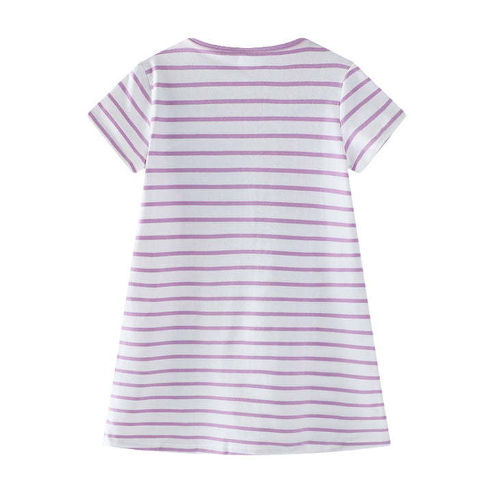 Girls cotton dress with embroidered animal motifs and flower appliqués Mune Fashion