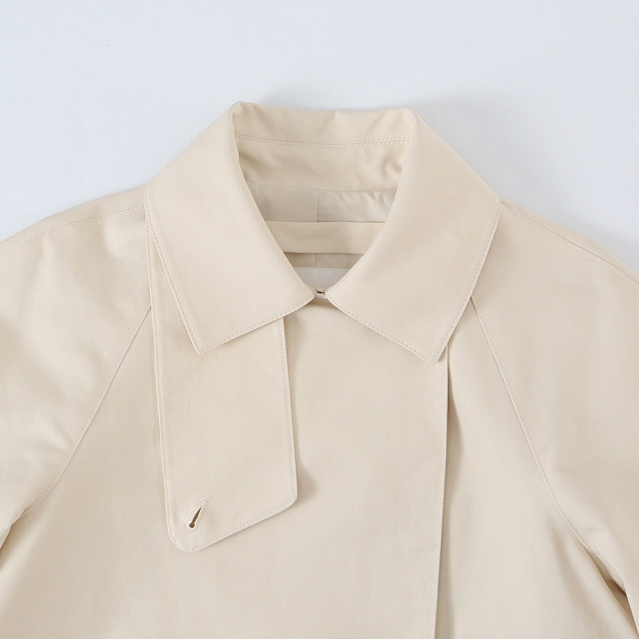 Women's short-cut trench jacket with asymmetric button placket and shirt collar Mune Fashion