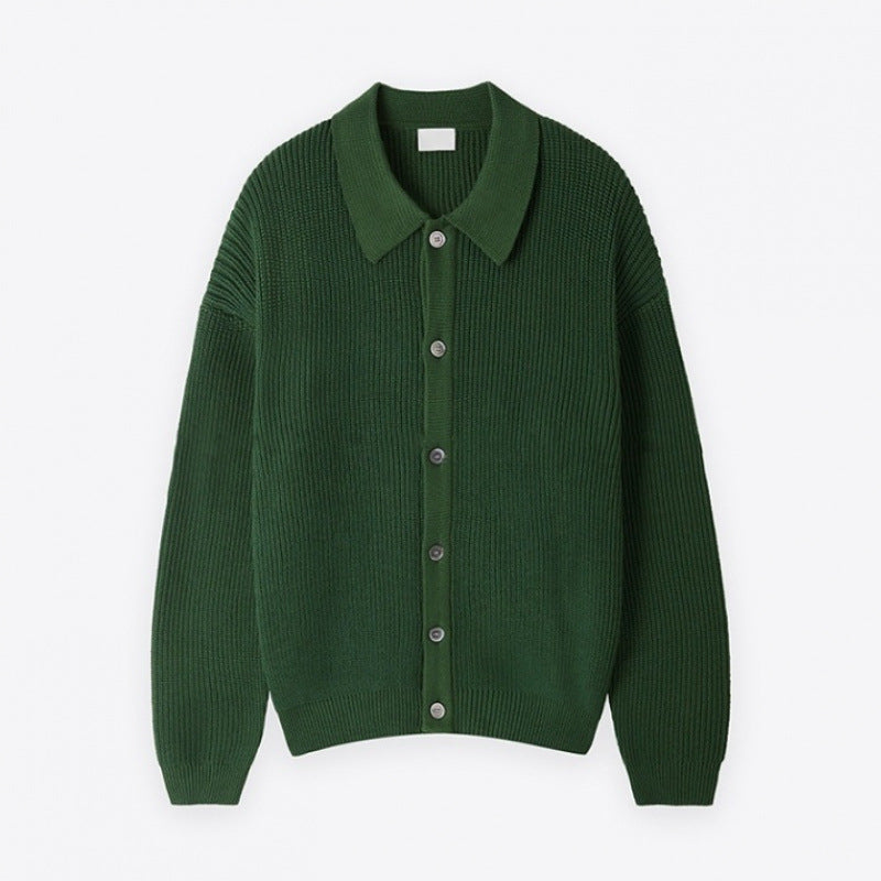 Unisex Chunky Ribbed Cardigan with Shirt Collar and Full Button Closure Mune Fashion