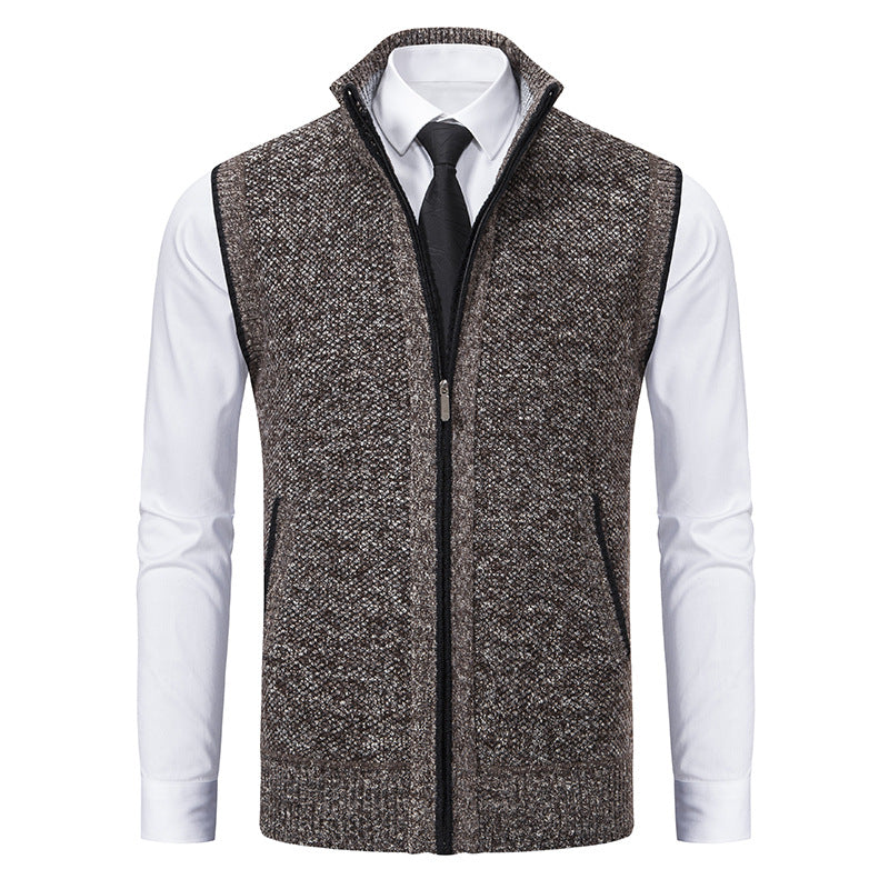 Men's elegant knit vest with stand-up collar and concealed zipper Mune Fashion