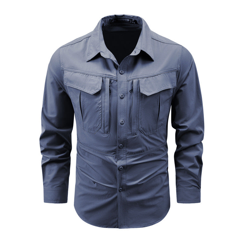 Men's Nan Lightweight Utility Field Shirt with double ventilated breast pockets, reinforced elbows, and quick-drying functional blend Mune Fashion