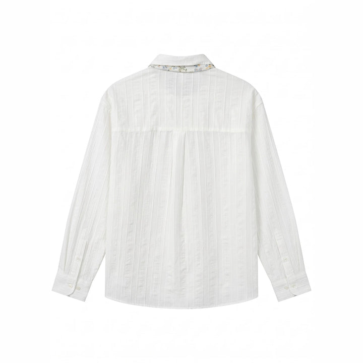 Men's Elegant Long Sleeve Shirt made of fine cotton texture with chest pocket and subtle floral embroidery Mune Fashion