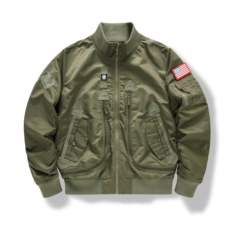 Men's military bomber jacket with reinforced multi-functional pockets and stand-up collar Mune Fashion