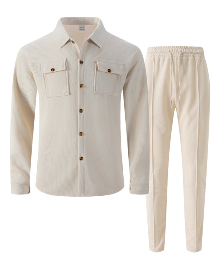 Men's Leisure Suit with Modern Check Pattern Mune