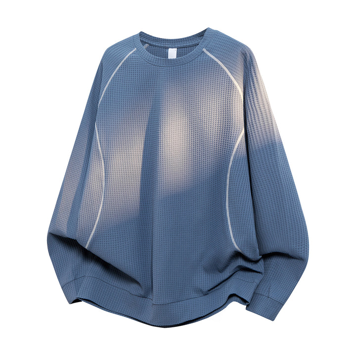Men's Waffle Structure Oversized Sweatshirt with Raglan Sleeves and Relaxed Fit Drune