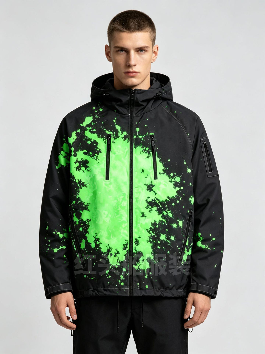 Men's sporty jacket with high functionality and colorful print